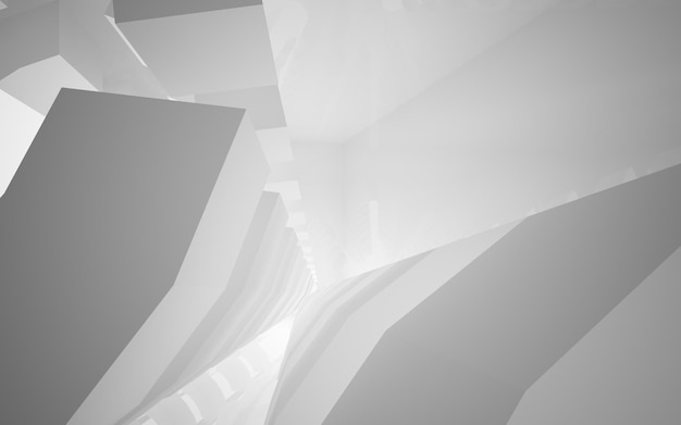 Ilustración y renderizado 3D de fondo arquitectónico abstracto liso blanco