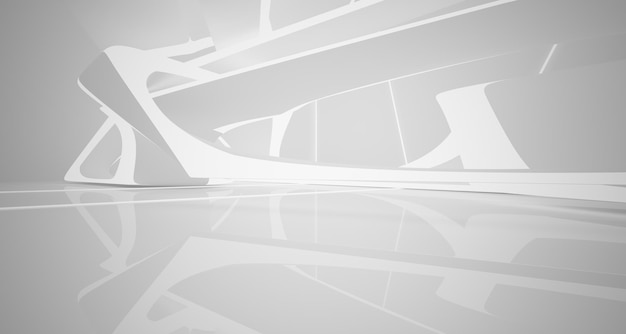 Ilustración y renderizado 3D de fondo arquitectónico abstracto liso blanco
