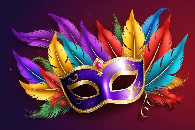 Foto ilustración de renderizado 3d ilustración de carnaval de venecia coloridas máscaras de plumas espacio ai generado