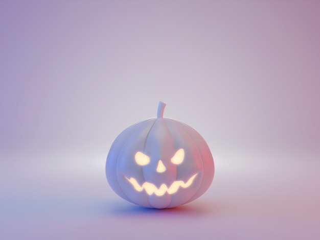 Ilustración de renderizado 3D de Jack o lantern la calabaza con cara malvada