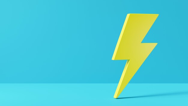 Ilustración de renderizado 3D de logotipo de elemento de energía eléctrica de icono de rayo