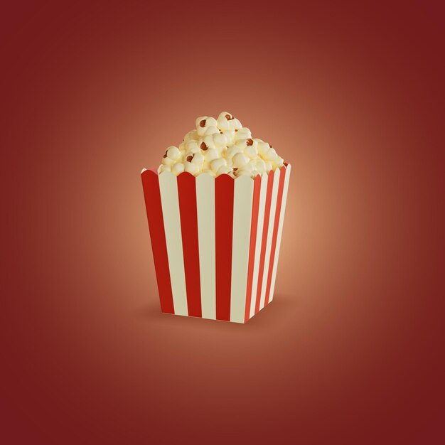 Ilustración de renderizado 3D de palomitas de maíz de sitio simple