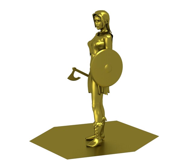 Ilustración de renderizado 3D de personaje de mujer guerrera