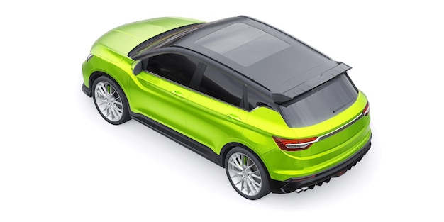 Ilustración de renderizado 3d de SUV de coche compacto deportivo verde