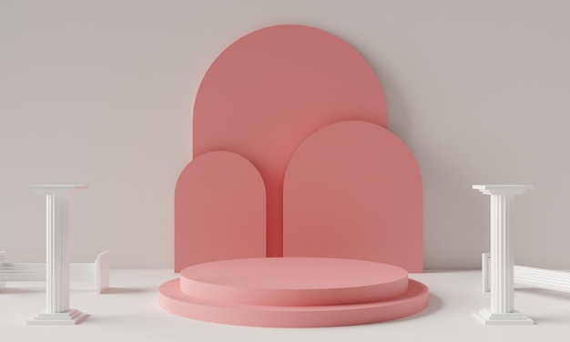 Ilustración de renderizado 3d de tablero de pedestal abstracto de fondo, papel tapiz de soporte de decoración de producto de maqueta de exhibición de arte