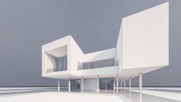 Ilustración de representación 3D de la casa moderna