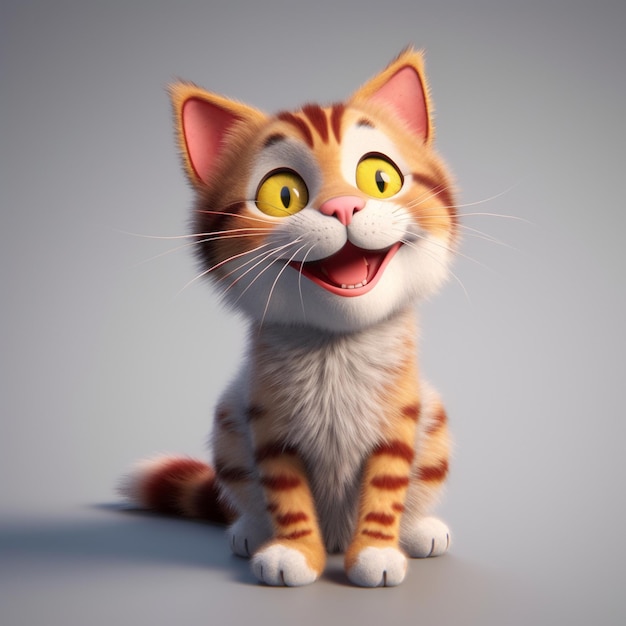 Ilustración de representación 3D de dibujos animados de gato