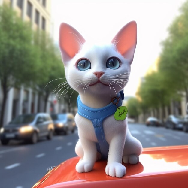 Ilustración de representación 3D de dibujos animados de gato