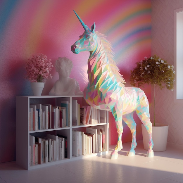 Foto ilustración de representación 3d de dibujos animados de unicornio