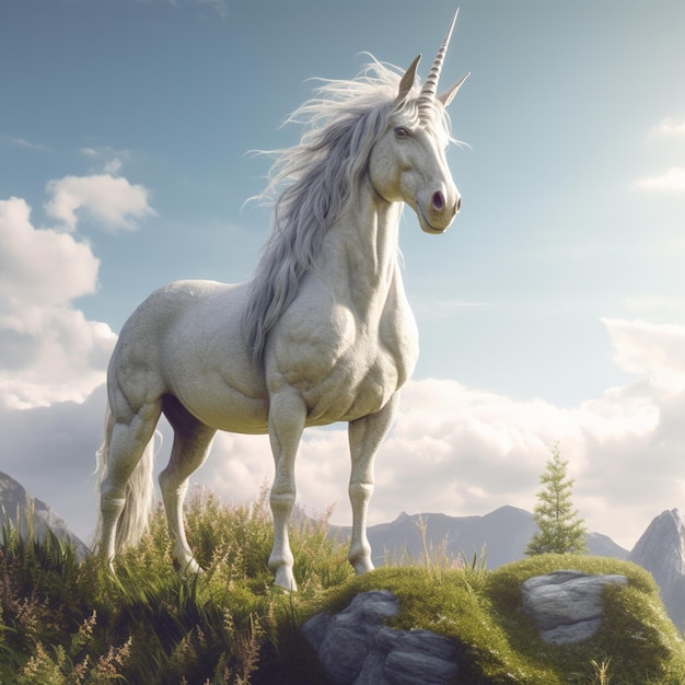 Ilustración de representación 3D de dibujos animados de unicornio