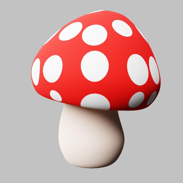 Ilustración de representación 3d hongo de punto rojo en la temporada de otoño, diseño de tema de la temporada de otoño de la naturaleza