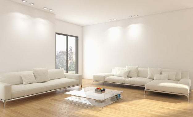 Foto ilustración de representación 3d de interiores modernos y luminosos