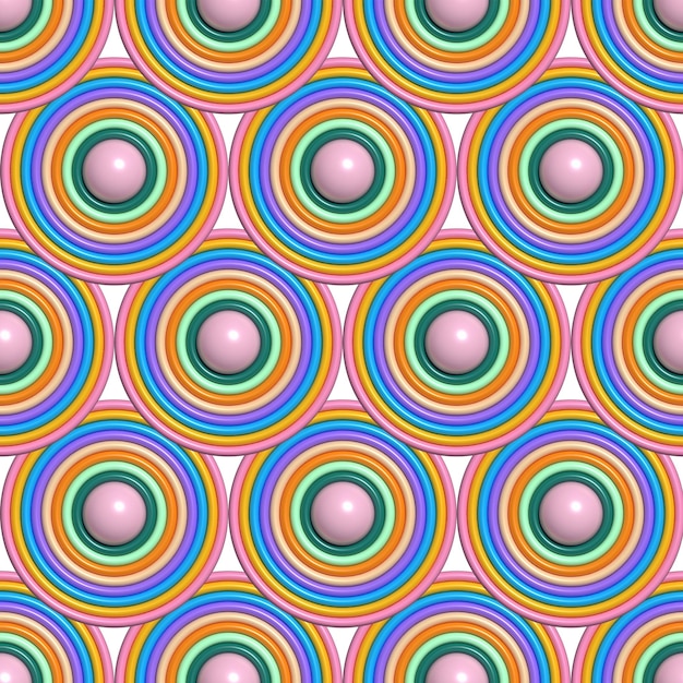Ilustración de representación 3D del patrón de figuras redondas infladas