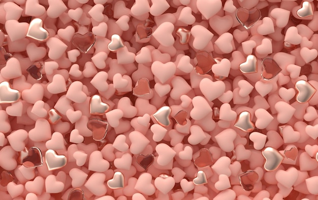Ilustración de representación 3d de patrón de fondo de corazones de caramelo de día de san valentín