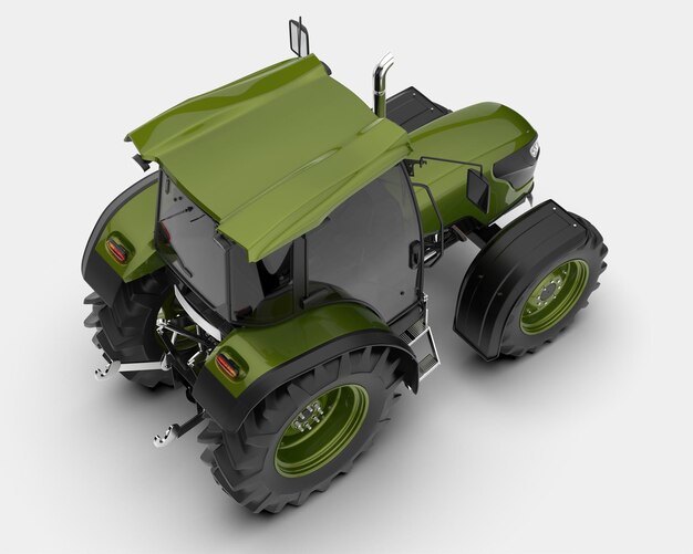 Ilustración de representación 3D del tractor aislado en el fondo