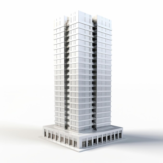 Foto ilustración de la representación skyscraper3d de un rascacielos alto y elegante