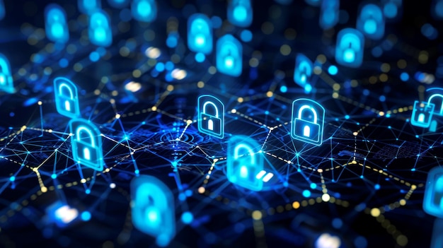 Ilustración resumen de la seguridad digital del candado