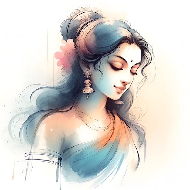 Ilustración del retrato de la diosa Sita adecuado para la celebración de Sita Navami