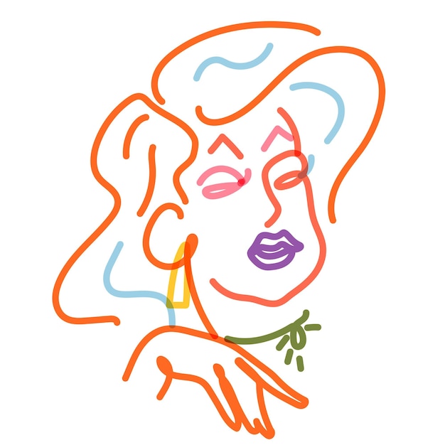 Ilustración de retrato de línea LGBTQ de mujer transgénero png clipart en fondo transparente