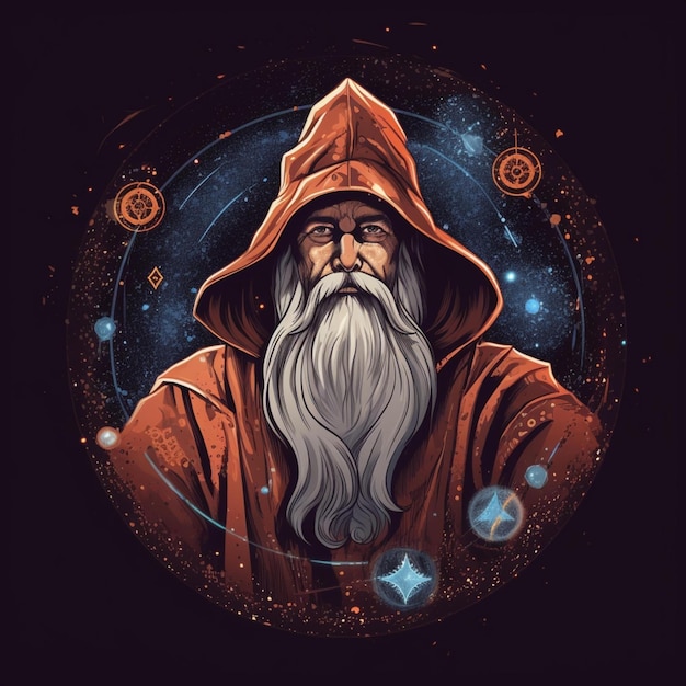 ilustración retrato de un mago