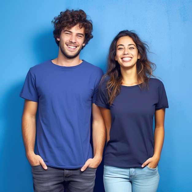 Ilustración de un retrato de moda con maqueta de camiseta sencilla Generado por IA