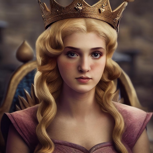 Ilustración de retrato de mujer joven reina