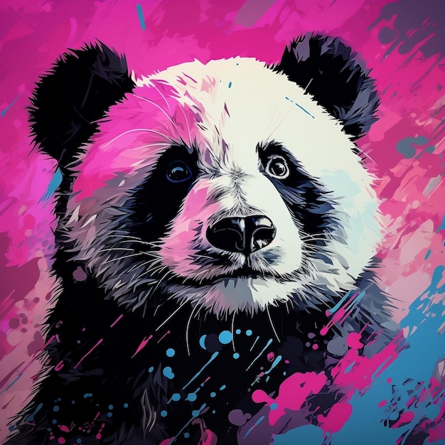 Ilustración de retrato de panda triste IA generativa