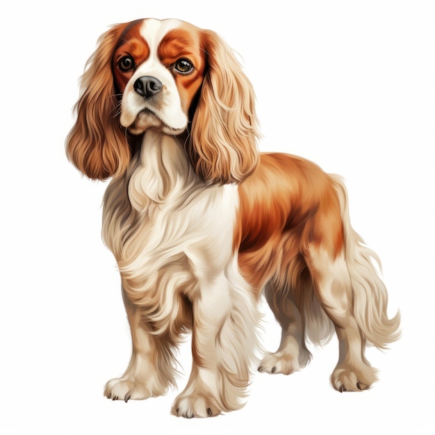 Ilustración del retrato del perro del rey Charles Spaniel