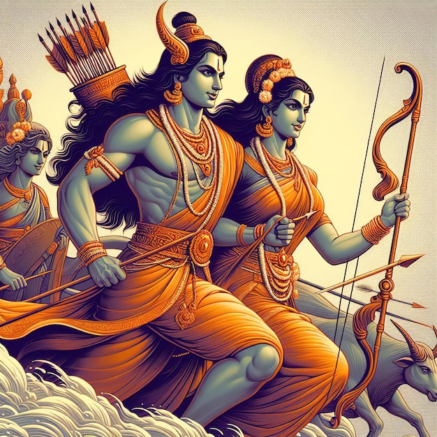 Ilustración del retrato del Señor Rama y Sita Mata