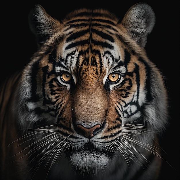 Foto ilustración de retrato de tigre de animal salvaje ia generativa