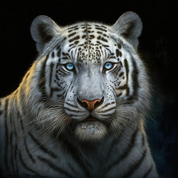 Ilustración de retrato de tigre blanco IA generativa