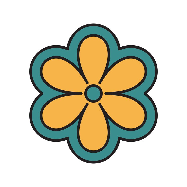 Ilustración retro de flor amarilla png de fondo transparente