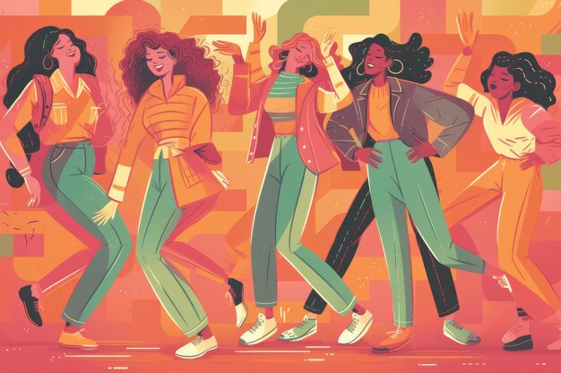 Ilustración retro de miembros lgbtq para el mes del Orgullo con ai generativo