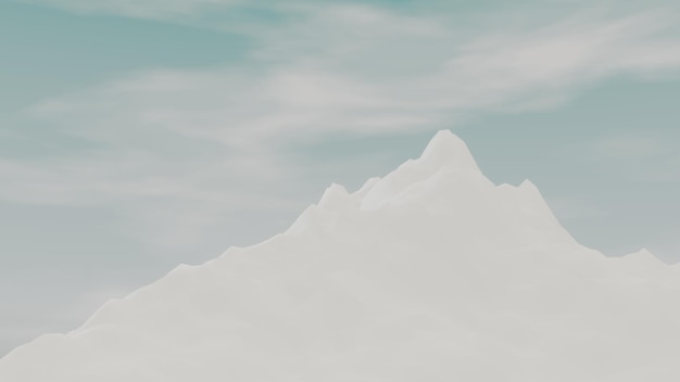 Foto una ilustración retro de una montaña blanca con un cielo azul