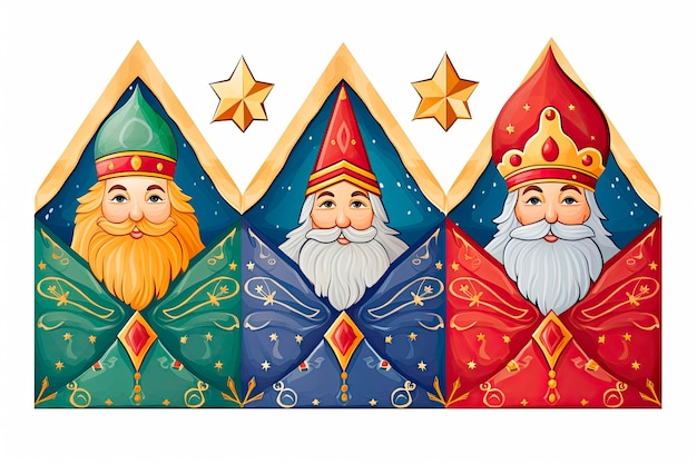 ilustración de los reyes magos con una carta