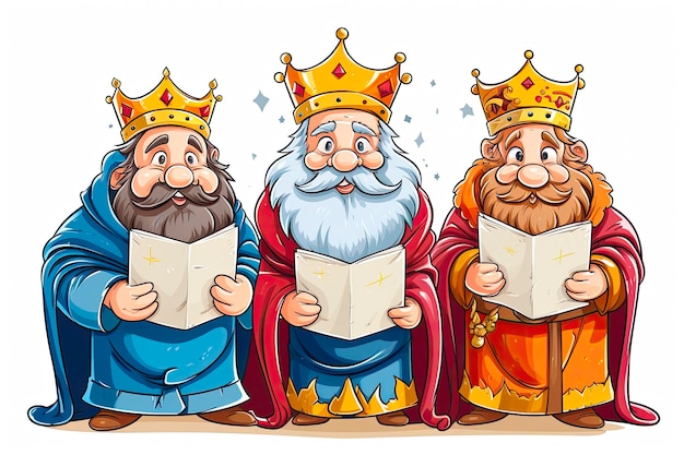 ilustración de los reyes magos con una carta