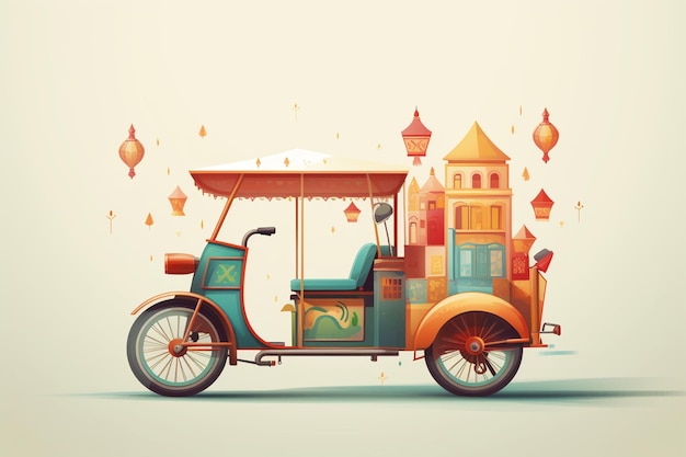 Ilustración de rickshaw ilustración de transporte generativa ai