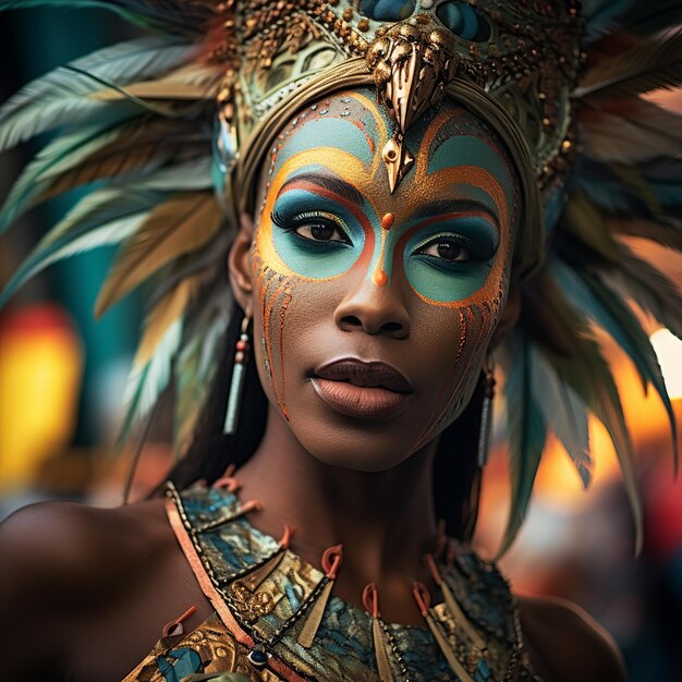 Foto ilustración de río de janeiro, brasil retrato de una bailarina durante el carnaval