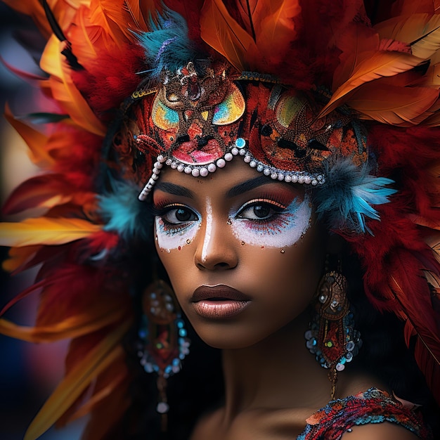 Foto ilustración de río de janeiro, brasil retrato de una bailarina durante el carnaval