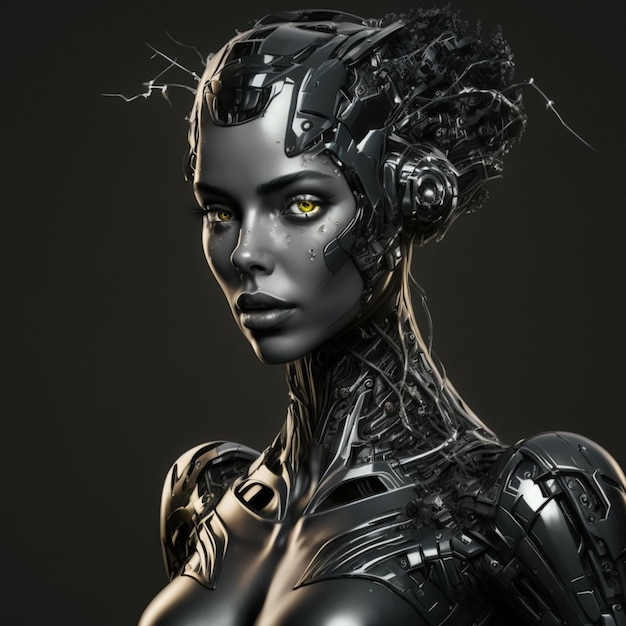 Una ilustración robótica femenina