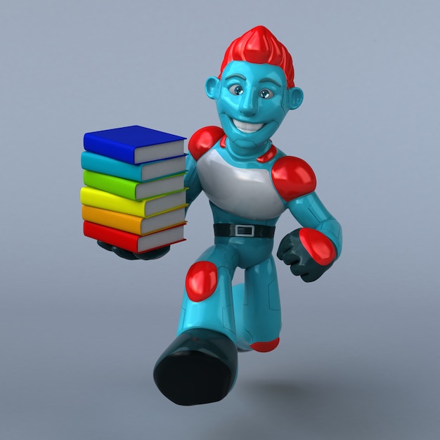 Ilustración roja del robot 3D