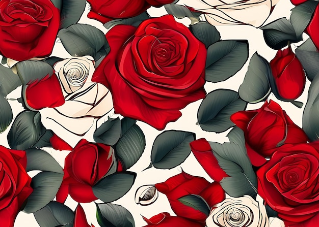 Foto ilustracion de rosas rojas patrón rosas rojas fondo flores rojas