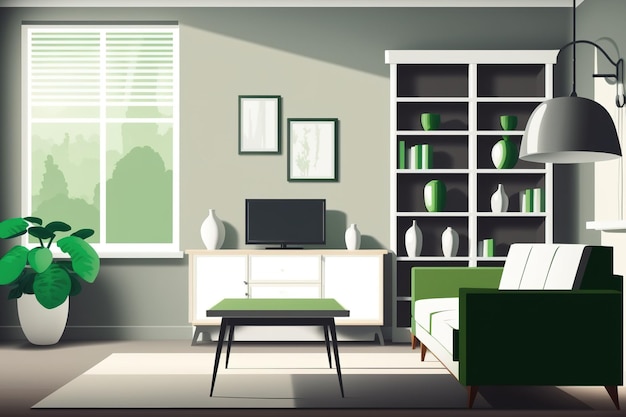Foto una ilustración de una sala de estar de una casa.