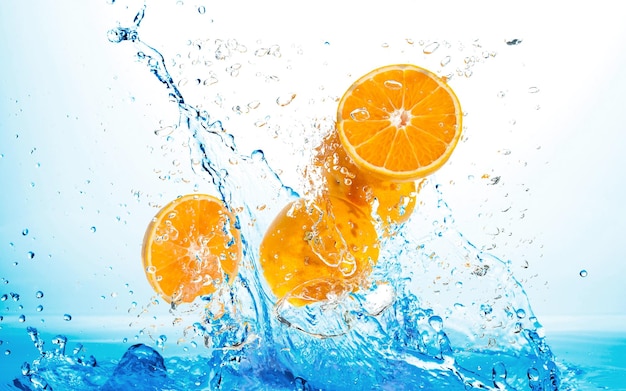 Foto ilustración de salpicadura de fruta naranja