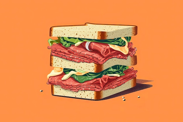 Foto ilustración de sándwich de carne de maíz ilustración alimentaria inteligencia artificial generativa