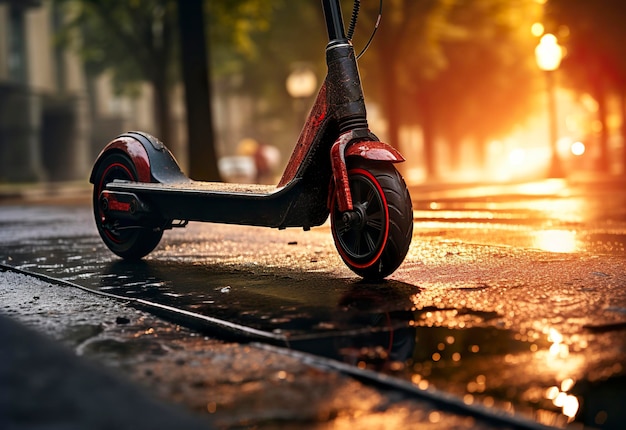 Ilustración de un scooter eléctrico que sube en el verano