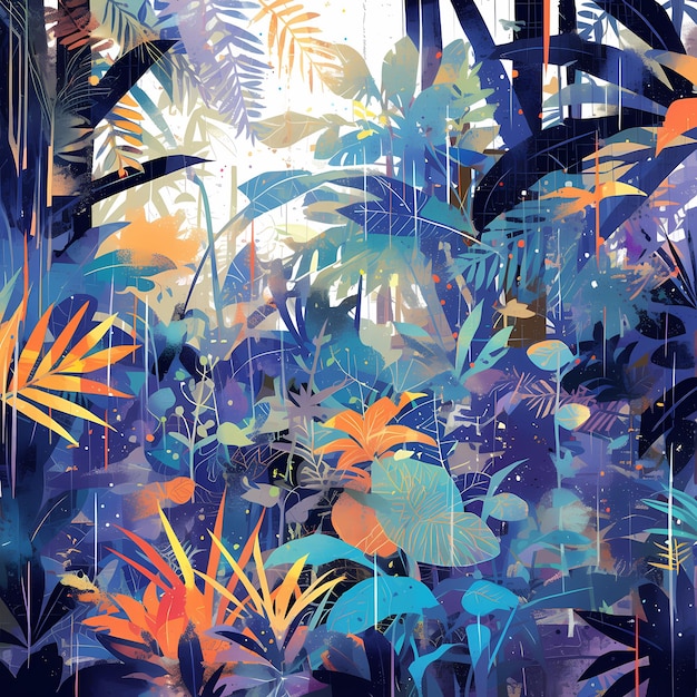 Ilustración de la selva tropical vibrante El esplendor de la naturaleza