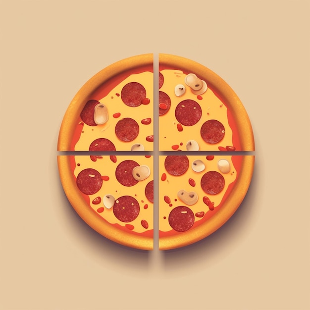 Ilustración sencilla de la pizza minimalista