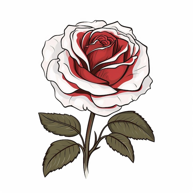 Foto ilustración sencilla de una rosa de dibujos animados sobre un fondo blanco