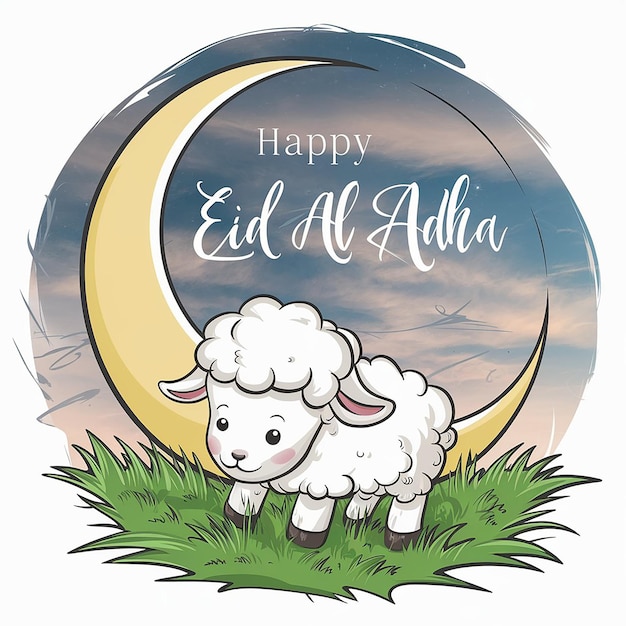 Foto ilustración sencilla de la tarjeta de felicitación de eid al adha